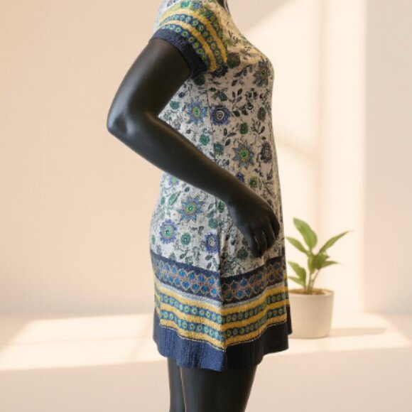 Simply Aster Boho Floral Print Short Sleeve Tunic Dress Women’s XL Multicolor - Picture 9 of 10